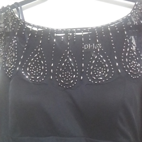 DJ-JAZ. Dark blue evening Gown with sequence around the top Size 16 - Picture 2 of 7